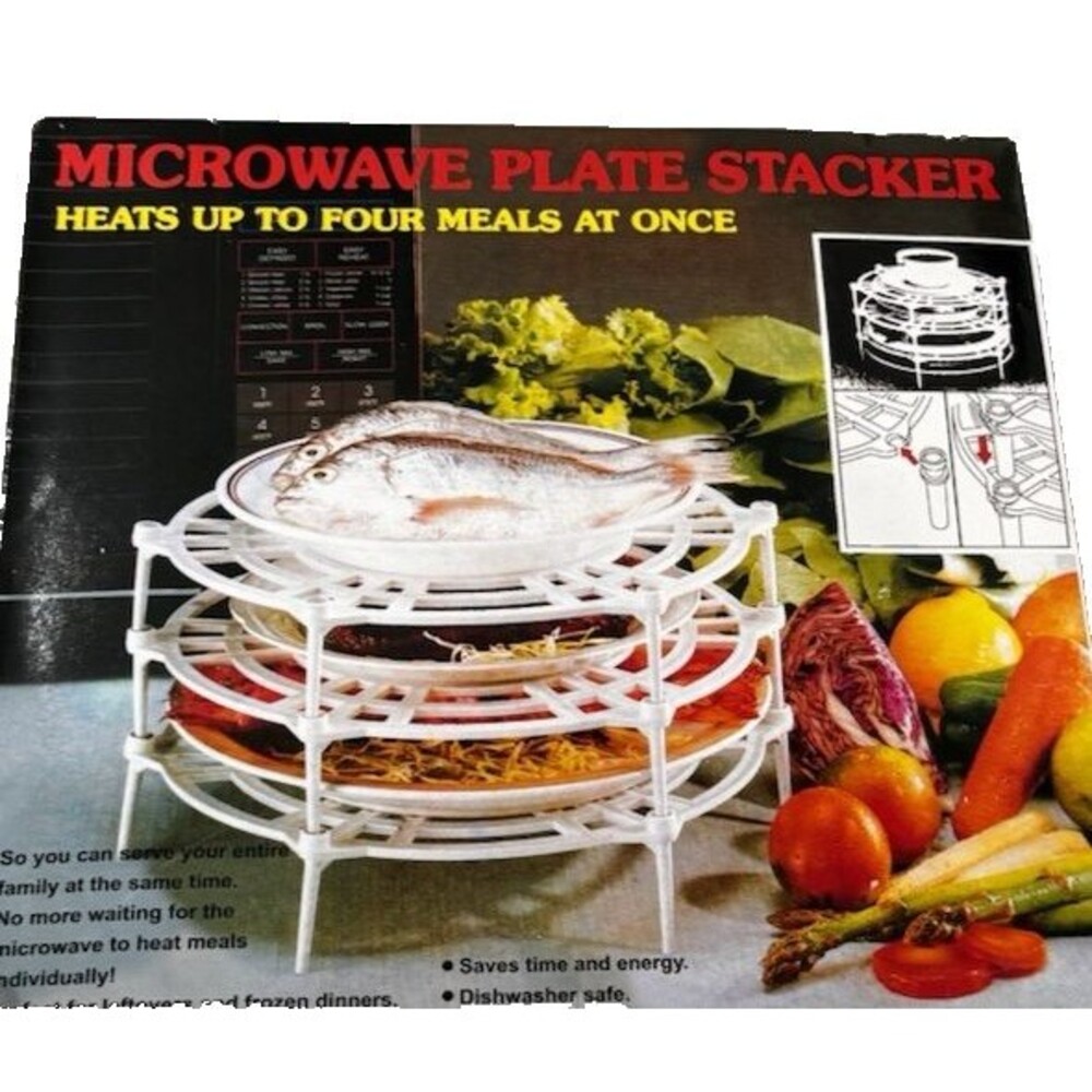 Microwave Plate Stacker Heats Up to 4 Meals At Once